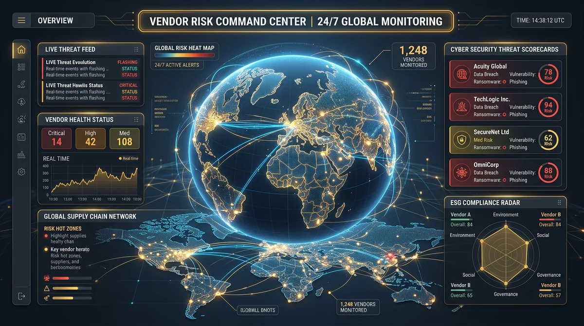 Vendor Risk Monitoring 24/7 intelligence console